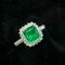 14k Gold 2.62 Ctw Vivid Green Natural Emerald & Diamond Ring