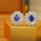 14k Gold 1.30 Ctw Natural Sapphire & Diamond Earrings