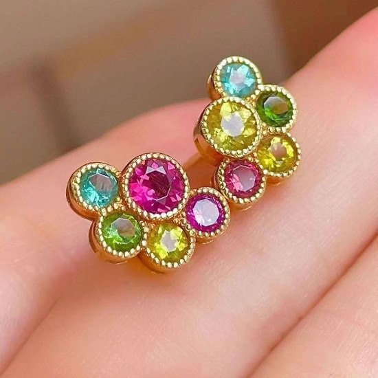 14k Gold 2.62 Ct Natural Tourmaline Earrings