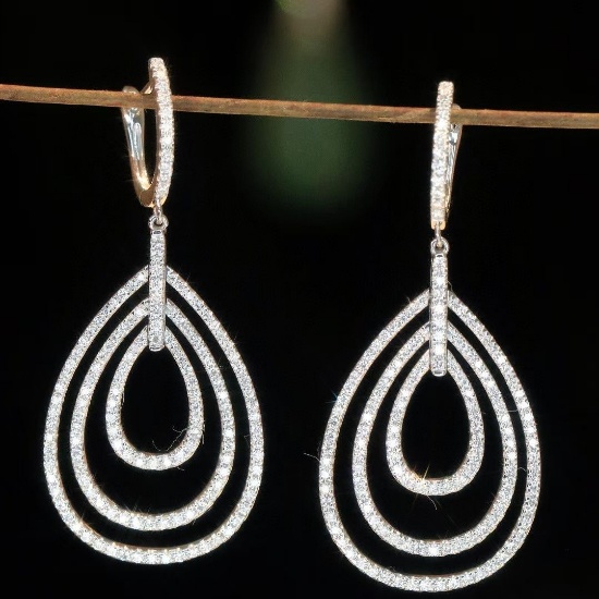 14k Gold 1.1 Ct Natural H Diamond Earrings