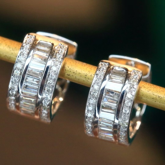 14k Gold 0.56 Ct Natural H Diamond Earrings