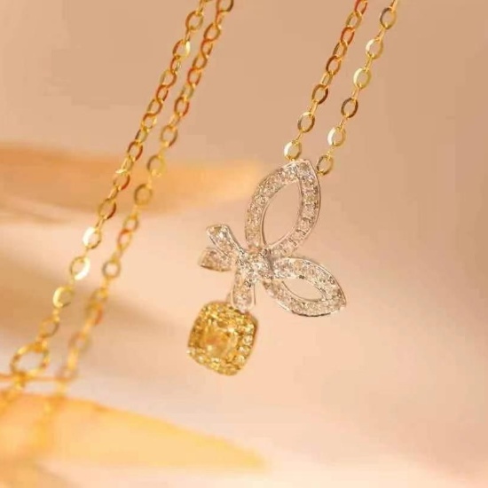 14k Gold 0.43 Ct Natural Color Diamond Necklace