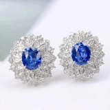 14k Gold 2.26 Ctw Natural Sapphire & Diamond Earrings