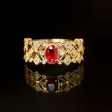 14k Gold 0.72 Ctw Natural Ruby & Diamond Ring