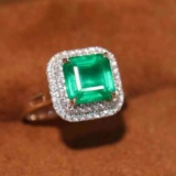 14k Gold 2.37 Ct Natural Emerald & Diamond Ring/pendant( Without Chain )