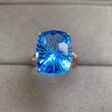 14k Gold 11.88 Ctw Natural Topaz & Diamond Ring