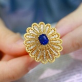 14k Gold 1.8 Ctw Natural Sapphire & Diamond Ring