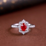 14k Gold 1.21 Ctw Natural Ruby & Diamond Ring