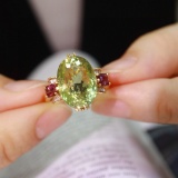 14k Gold 9.7 Ctw Natural Tourmaline & Sapphire Ring