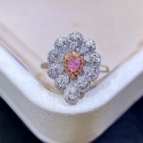14k Gold 0.79 Ctw Natural Pink Diamond & Diamond Ring
