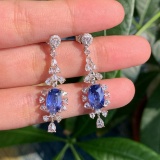 14k Gold 5.07 Ctw Natural Sapphire & Diamond Earrings