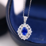 14k Gold 1.33 Ctw Natural Sapphire & Diamond Pendant( Without Chain )