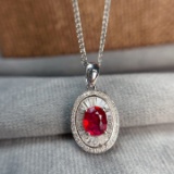 14k Gold 1.20 Ct Vivid Red Natural Ruby & Diamond Pendant( Without Chain )