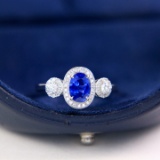 14k Gold 1.36 Ctw Natural Sapphire & Diamond Ring
