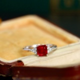 14k Gold 1.53 Ctw Natural Ruby & Diamond Ring