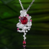 14k Gold 1.26 Ctw Natural Ruby & Diamond Pendant( Without Chain )