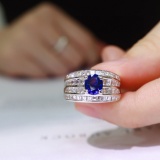 14k Gold 2.94 Ctw Natural Sapphire & Diamond Ring