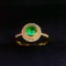 14k Gold 0.45 Ct Vivid Green Natural Emerald & Diamond Ring