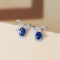 14k Gold 1.40 Ctw Vivid Blue Natural Sapphire & Diamond Earrings
