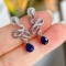 14k Gold 1.25 Ctw Natural Sapphire & Diamond Earrings