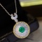 14k Gold 0.72 Ctw Natural Emerald & Diamond Pendant( Without Chain )