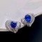 14k Gold 2.70 Ctw Natural Sapphire & Diamond Earrings