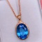 14k Gold 9.63 Ctw Natural Topaz & Diamond Pendant( Without Chain )
