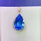 14k Gold 19.85 Ctw Natural Topaz & Diamond Pendant( Without Chain )