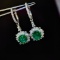 14k Gold 3.96 Ctw Vivid Green Natural Emerald & Diamond Earrings