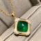 14k Gold 3.54 Ctw Vivid Green Natural Emerald & Diamond Pendant( Without Chain )