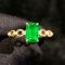 14k Gold 1.02 Ctw Vivid Green Natural Emerald & Diamond Ring