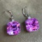 14k Gold 38.05 Ct Natural Kunzite & Diamond Earrings