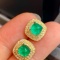 14k Gold 2.71 Ctw Natural Emerald & Diamond Earrings