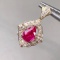 14k Gold 0.56 Ctw Natural Ruby & Diamond Pendant( Without Chain )