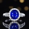 14k Gold 3.60 Ctw Natural Sapphire & Diamond Ring