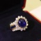 14k Gold 7.3 Ctw Natural Sapphire & Diamond Ring