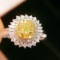 14k Gold 0.28 Ct Natural Yellow Diamond & Diamond Ring