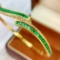 14k Gold 4 Ct Natural Emerald & Diamond Bangle