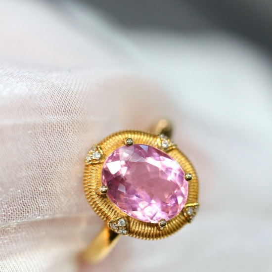 14k Gold 2.46 Ctw Natural Tourmaline & Diamond Ring