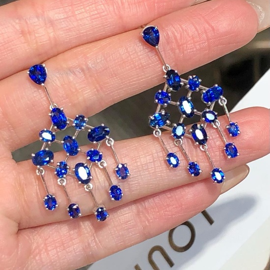 14k Gold 7 Ct Natural Sapphire Earrings
