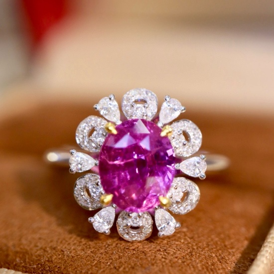 14k Gold 2.38 Ctw Natural Sapphire & Diamond Ring