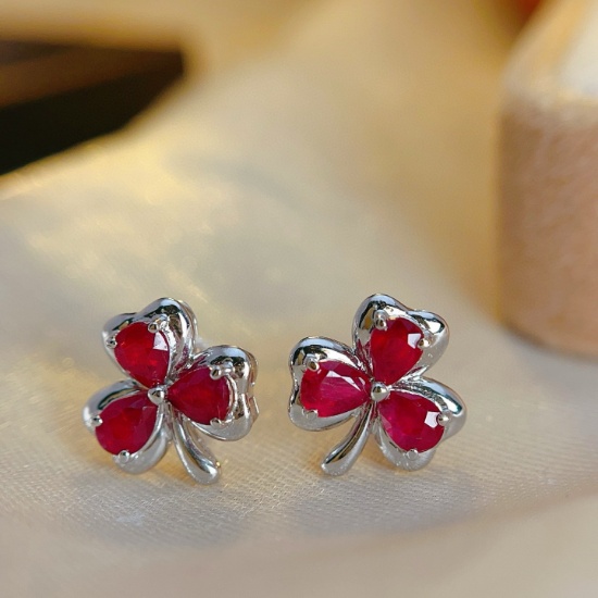 14k Gold 1.45 Ct Vivid Red Natural Ruby Earrings