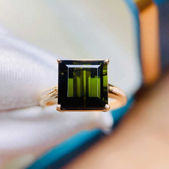 14k Gold 6.35 Ctw Natural Tourmaline & Diamond Ring