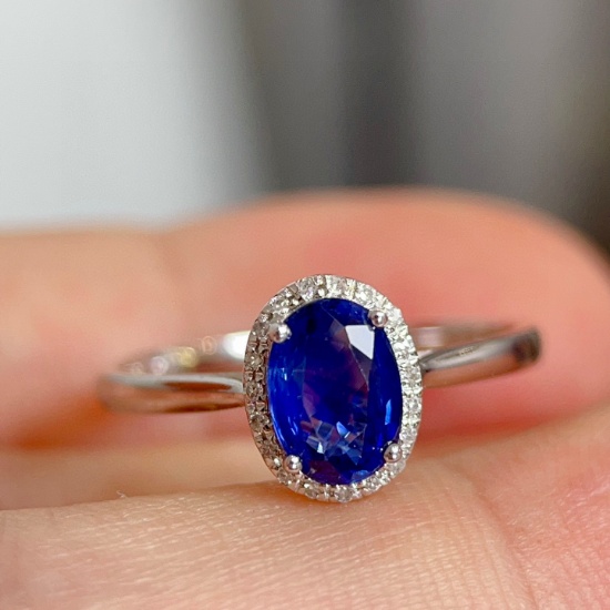 14k Gold 1.05 Ctw Natural Sapphire & Diamond Ring