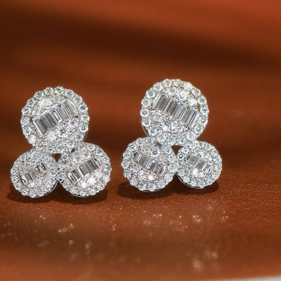 14k Gold 0.72 Ct Natural H Diamond Earrings