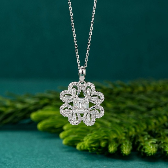 14k Gold 0.51 Ctw Natural H Diamond Pendant( Without Chain )