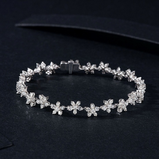 14k Gold 3.26 Ctw Natural H Diamond Bracelet
