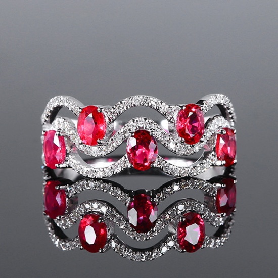 14k Gold 1.36 Ctw Natural Ruby & Diamond Ring