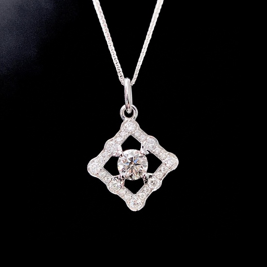 14k Gold 0.26 Ct Natural H Diamond Necklace