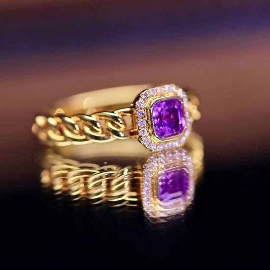 14k Gold 0.84 Ctw Natural Sapphire & Diamond Ring